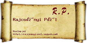 Rajcsányi Pál névjegykártya